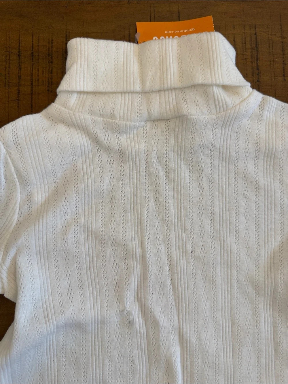 Toddler Girl White Turtleneck Sweater Top with Gold Button Detail